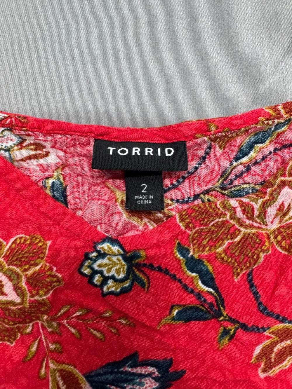 Torrid Cami Size 2 Red Floral Rayon Slub Tank Top